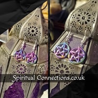 Rainbow shinmer pentacle earrings 