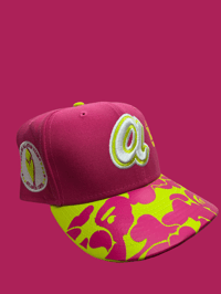 Image 2 of HOT PINK BRIM  TRI TONE ATLANTA BRAVES CUSTOM FITTED