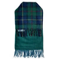 Image 1 of Green Tartan Tassled Reclaimed Cashmere Hot Water Bottle Cover