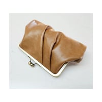 Image 1 of Caramel Pleated Leather Clutch 
