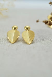 Image 3 of Large Gold Vermeil Leaf Drop Earrings – Fold Collection