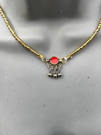 Image 1 of Festie Choker Stone bells- Red stone/ Blue/ Yellow / Black