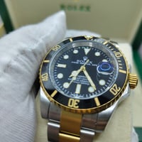 Image 3 of Rolex Style - Black on Gold w/ Gold+Silver Band (DateJust)