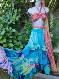 Image 1 of Wanderlust maxi skirt / bandeau dress -blue with flashes of purple pink 8-16 uk