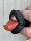 PHONE GRIP - Black Shimmer Snakeskin Texture Lips With Silver Snake Bite Piercing