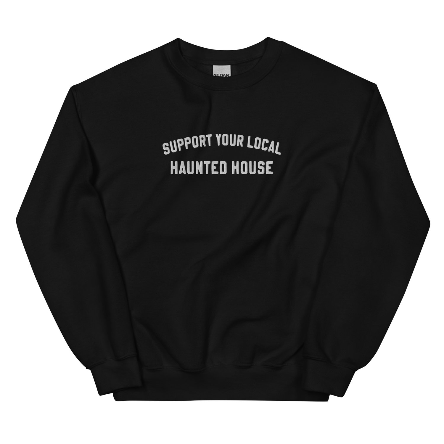 Image of Support Your Local Haunted House embroidered crew neck sweatshirt