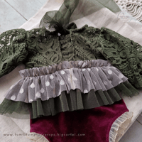 Image 2 of newborn body-dress - Rini - khaki&bordeaux