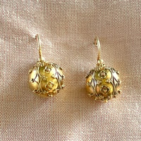 Image 2 of GOLD GRAULATED SPHERE EARRINGS