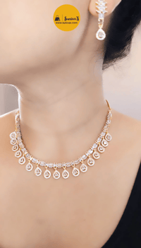 Image 4 of Julie Gold-Stunning American Diamond Necklace Set with Earrings 