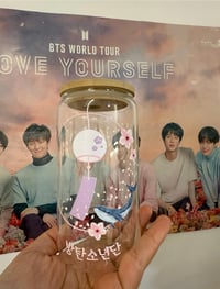 Image 2 of BTS Spring Day  glass cup with straw 