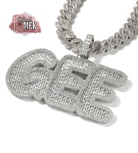 Image 1 of 2023 Custom Large Baguette Name Pendant Iced Out Zircon Letter Necklace