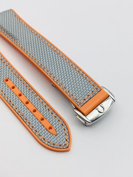 Image of 20mm-22mm grey/orange Nylon silicone Rubber Watch Strap Band,Omega seamaster Planet Ocean.