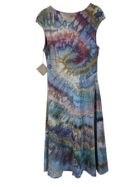 Image 8 of M Stretch Knit Fit and Flare Midi Dress in Earthy Spiral Ice Dye