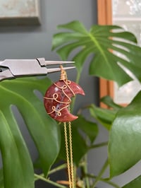 Image 2 of Red Jasper Gold Moon  Necklace