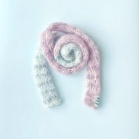 Image 2 of Skinny Scarf Light Grey&Pastel Pink
