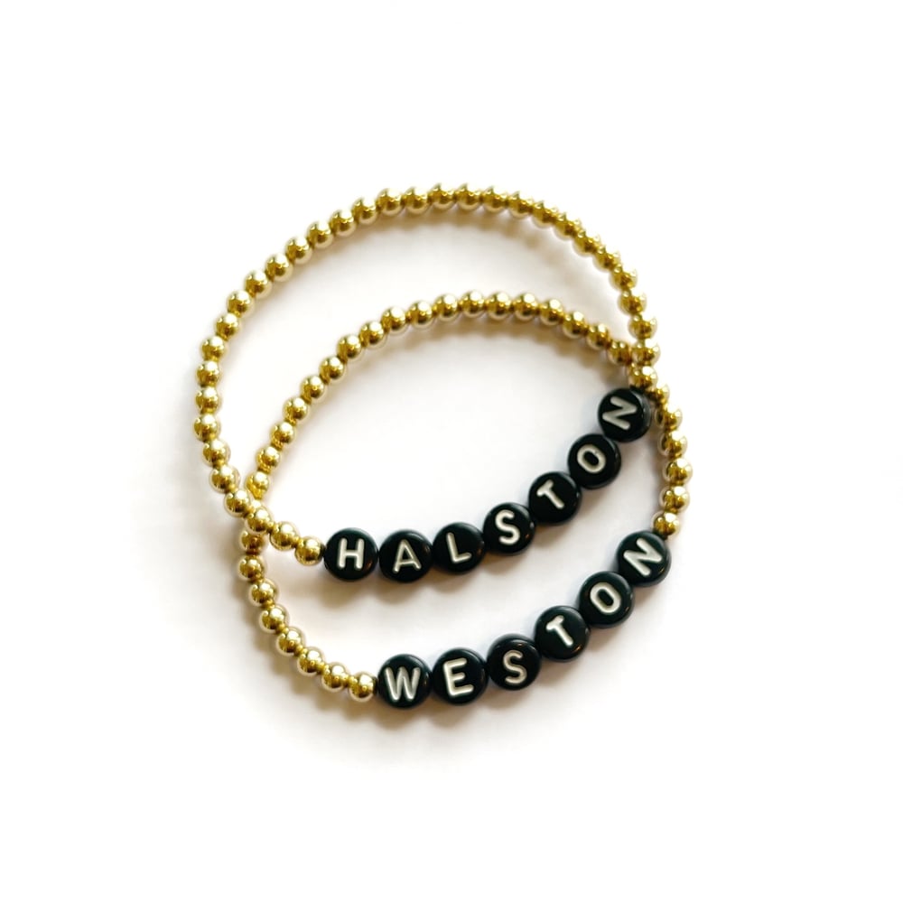 Image of Gold Beaded Name Bracelet