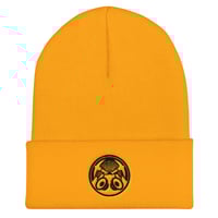 Cuffed Beanie Black on Yellow logo
