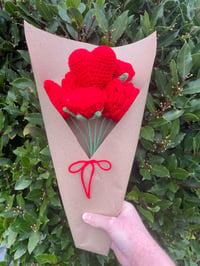 Image 1 of medium crochet heart flower bouquet 