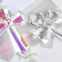 Image 2 of Funny AB Color Crystal Cross Ornament Standing Exquisite Christian Cross Crafts Handmade Crosses Fig
