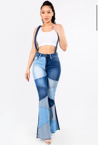 Image 4 of PRISCILLA FLARED SUSPENDER DENIM JEANS 