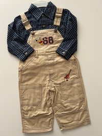 Image 1 of Pooh blue overalls set 