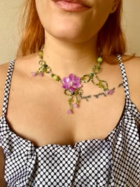 Image 1 of 💜🍃🌿Garden Bow Orchid Choker🌿🍃💜