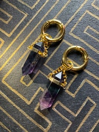 Image 1 of Gold Fluorite prism hanging ear weights