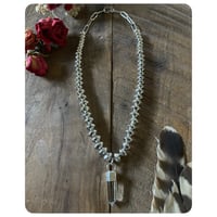 Image 3 of Handmade Sterling Silver Bead and Chain and Quartz Centerpiece Necklace
