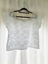 Sizes 8-20 White Vintage Lace (4) Cropped T Top with free postage 