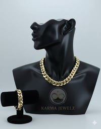 Image 1 of Miami Cuban Link Chain/Bracelet Set, Handmade Real 14k Gold Plated 20mm (20”) (Five Times Plated)