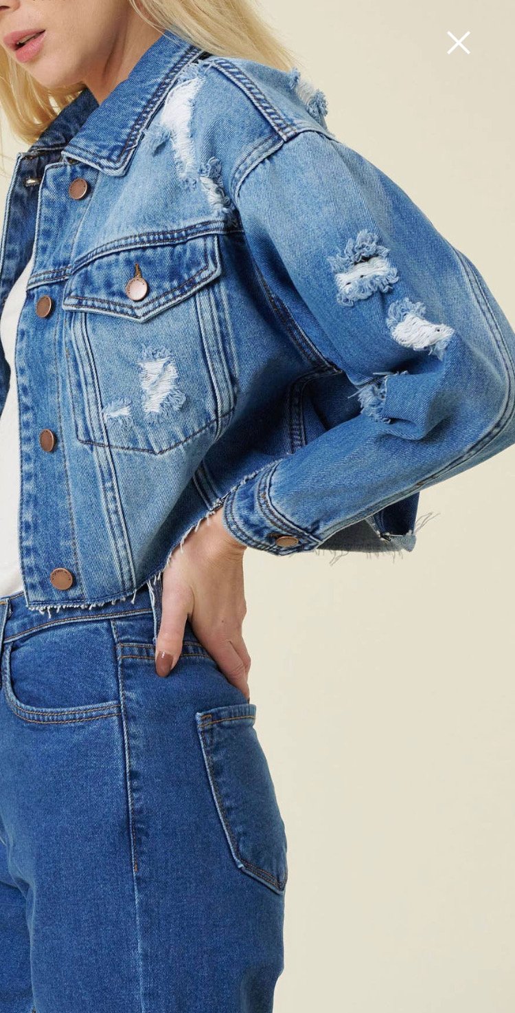 Women's Casual Distressed Denim Jacket Long Sleeve Ripped Jean Jacket Coat  - Jackets - AliExpress