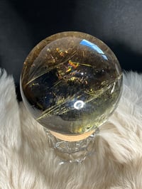 Image 5 of Golden Rutile In Smoky Quartz Sphere #1769