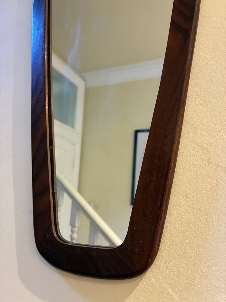 Image of Asymmetric Mid Century Teak Mirror