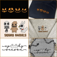 Image 1 of Customizable Cozy FALL/Autumn or Spooky Season/Halloween Designs Embroidered