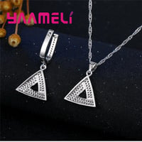 Image 2 of Fashion Shining Style Irregular Modeling Triangel Shape Wedding Jewlery Set For Women  Silver Neckla