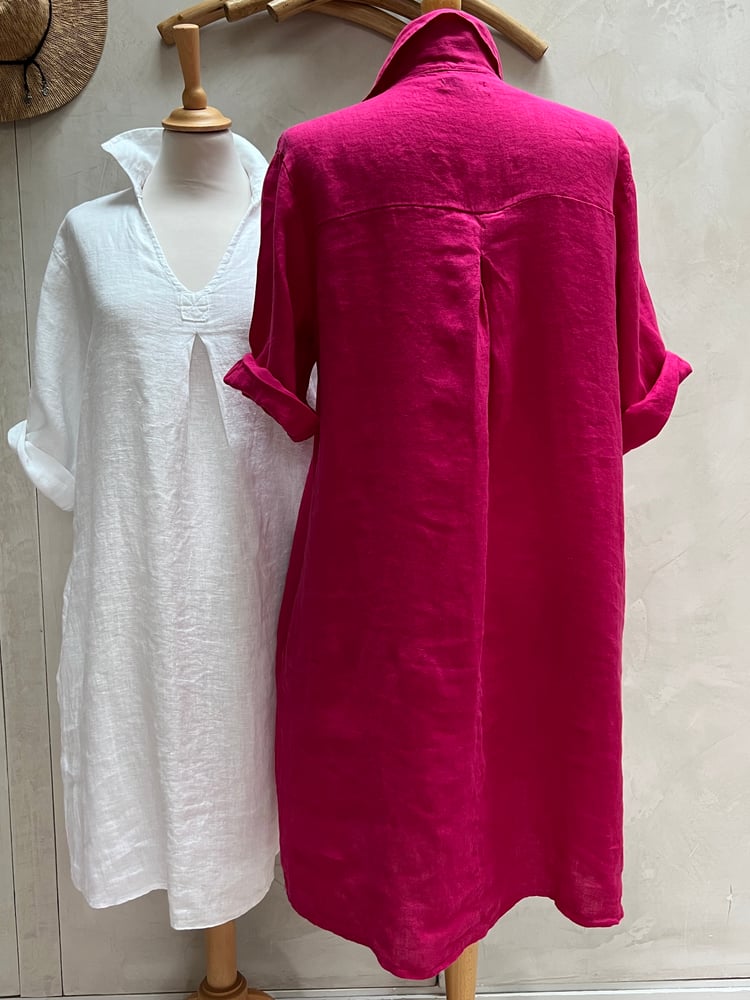 Image of Robe En Lin Daphné Fuchsia 