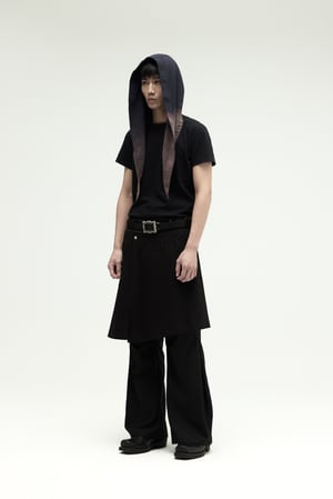 Image of EQUALNEAR - Ammo Belt Flared Pants (Black)
