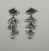 Image 2 of 3 tier pearl jhumka 
