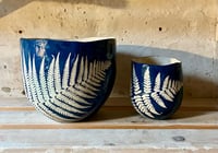 Image 4 of Small Pinched Fern Planter - Marine Blue
