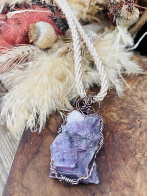 Image of Lepidolite rough grade a necklace 