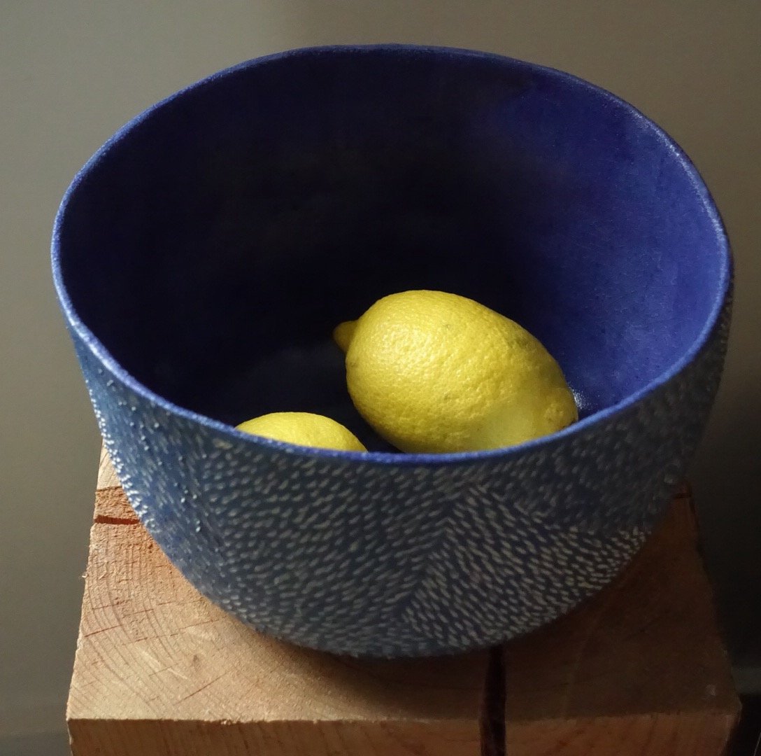 Image of Blue Textured Bowl