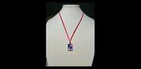 Image 2 of Delphinium and Pink Aster - Rose Gold Square Pendant