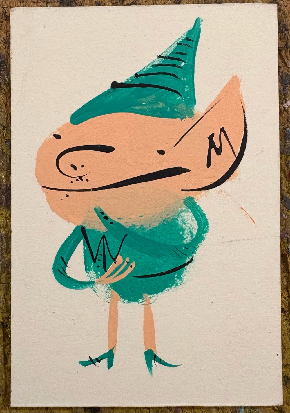 Tiny painting - green elf 