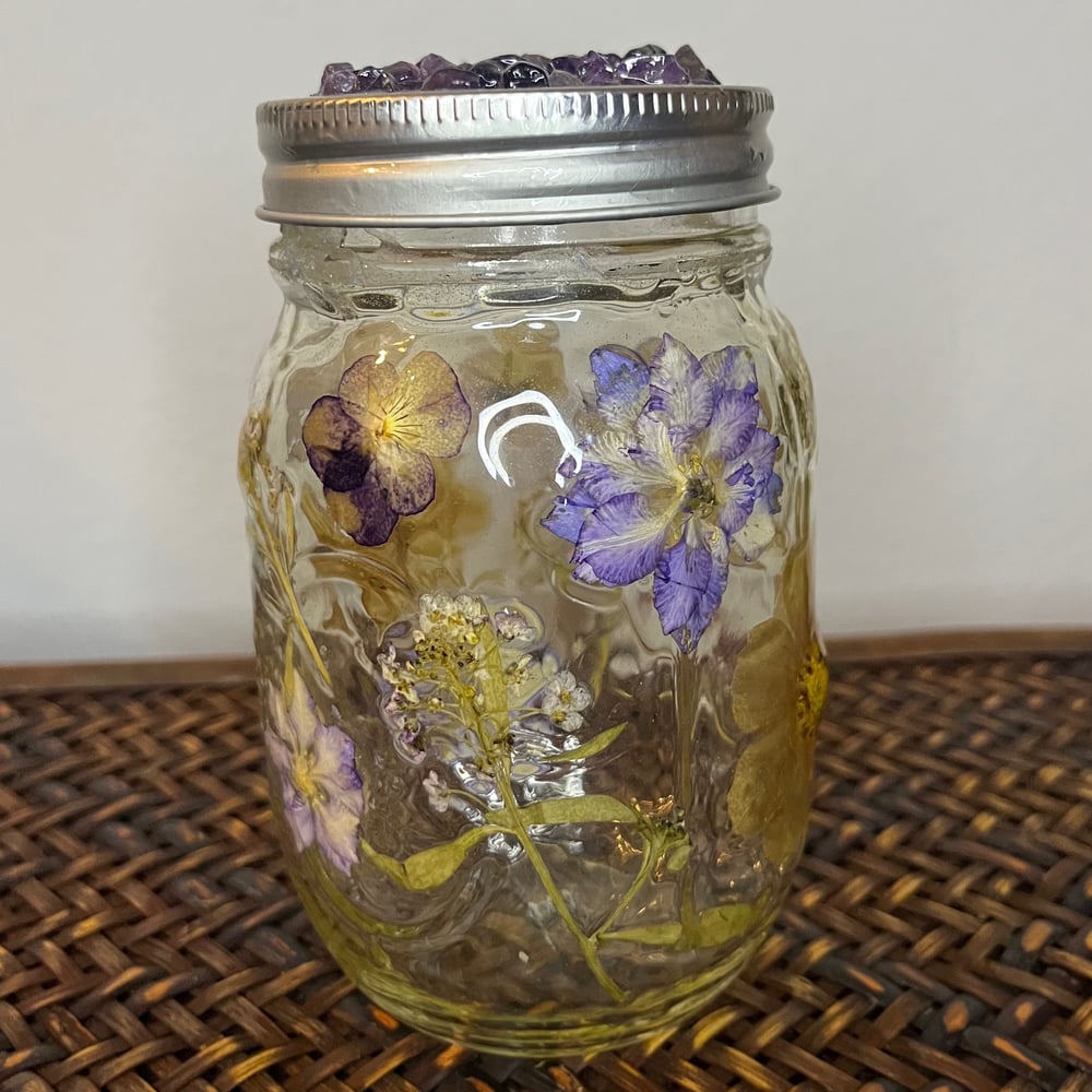Image of amethyst floral mason jar