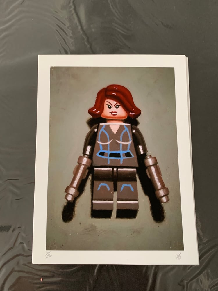 Image of Black widow lego print 