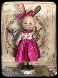 Image 1 of Bunny Rabbit and baby with butterfly folk art doll Easter Spring
