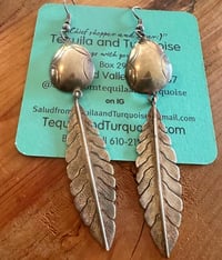 Image 1 of Concho & feather long earrings 