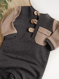 Image 2 of Baby Boy onesie for Sitter Photoshoot | Callan | 9-12 months | dark grey and beige