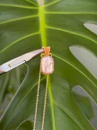 Image 5 of Gold Baroque Pearl Rectangle Crystal Necklace
