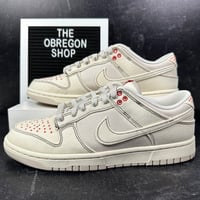 Image 1 of NIKE DUNK LOW RETRO SE SASHIKO LIGHT OREWOOD BROWN MENS SHOES SIZE 9.5 TWILL OFF WHITE RED CREAM NEW